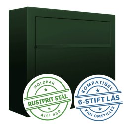 Elegance Exclusive postkasse - Dansk 6 stift ls - Klassisk RacingGreen lakering