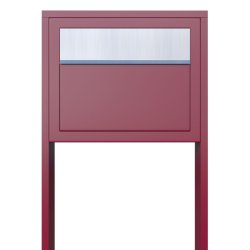 Rd postkasse med stander - med rustfrit stl indkast - klassisk design - Elegance
