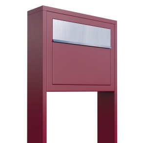Rd postkasse med stander - med rustfrit stl indkast - klassisk design - Elegance