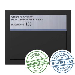 Elegance Exclusive postkasse - med 6 stift ls - Rustfrit stl indkast - Inkl. SORT Stickersark