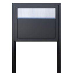 Elegance standard postkasse med stander - Sort med rustfrit stl indkast
