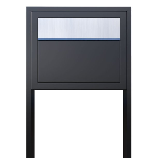 Elegance standard postkasse med stander - Sort med rustfrit stl indkast