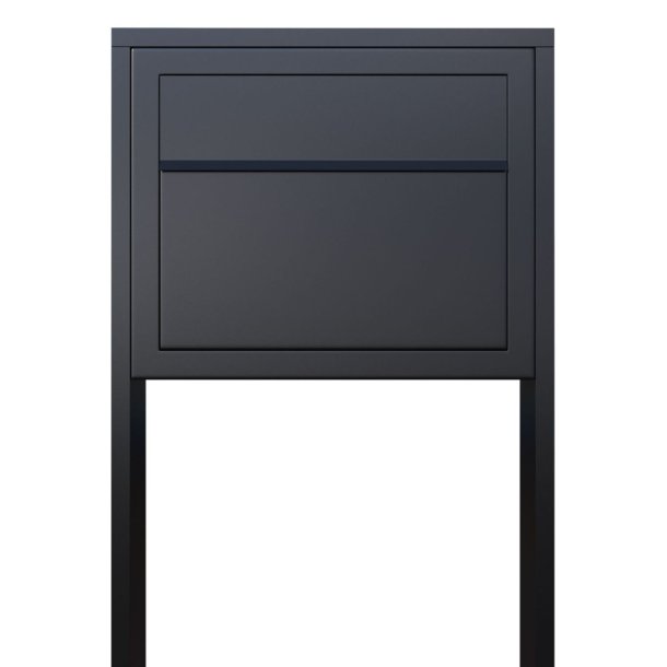 Sort Elegance Exclusive postkasse med stander - med dansk 6-stifts ls  - klassisk design