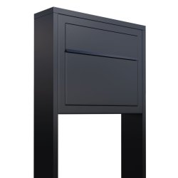 Sort Elegance Exclusive postkasse med stander - med dansk 6-stifts ls  - klassisk design