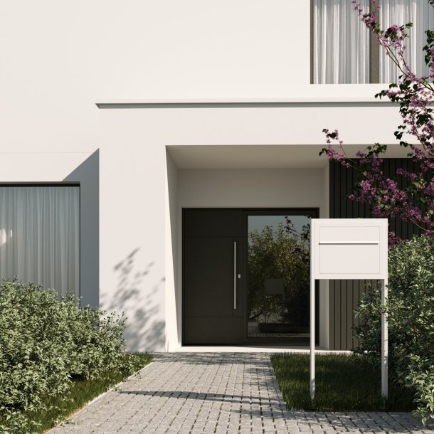 Elegance standard postkasse med stander - Sort med rustfrit stl indkast