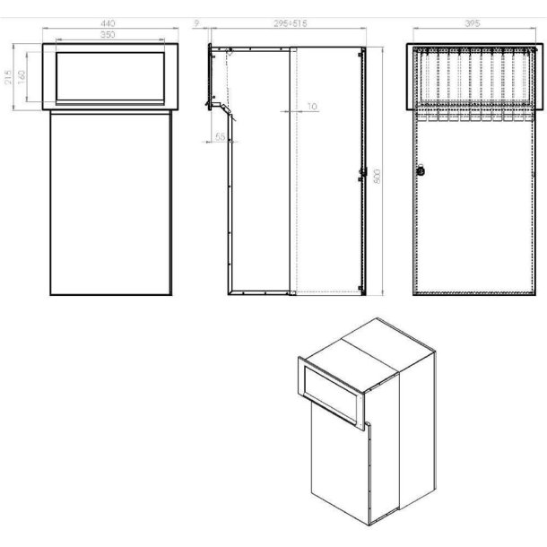 XXL Pakkepostkasse Sort Indbygning - Justerbar Dybde