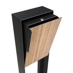 Sort Design Postkasse med Lamineret front - Inkl. Stander - Faro