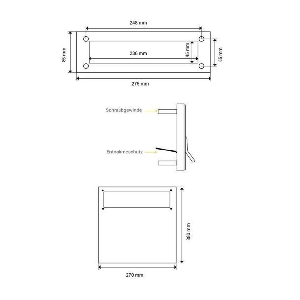 FENCE C-050 Rustfritstl postkasse - Til Hegn eller Lge - Smal model