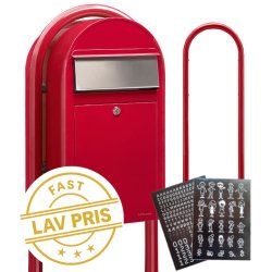 BobiGrande Postkasse-st RD med buestander og HVIDT Bogstav - Figur - Talark
