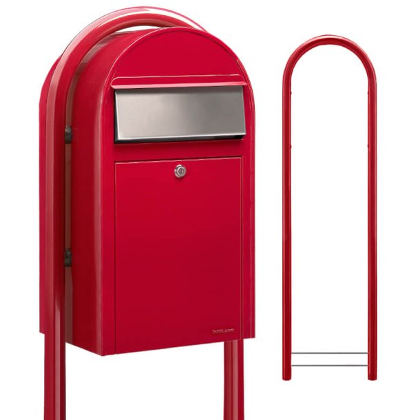 BobiGrande Postkasse-st RD med buestander og HVIDT Bogstav - Figur - Talark