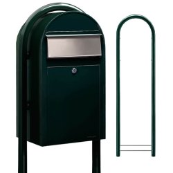 BobiGrande Postkasse-st SORT GRN med buestander og HVIDT Bogstav - Figur - Talark