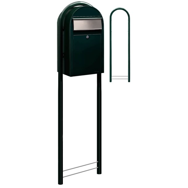 BobiGrande Postkasse-st SORT GRN med buestander og HVIDT Bogstav - Figur - Talark
