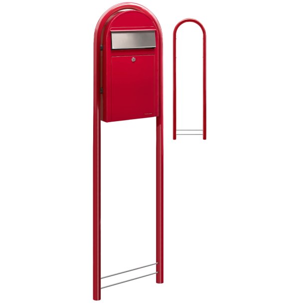 BobiGrande-S postkasse RD med Buestander og HVIDT Bogstav - Figur - Talark