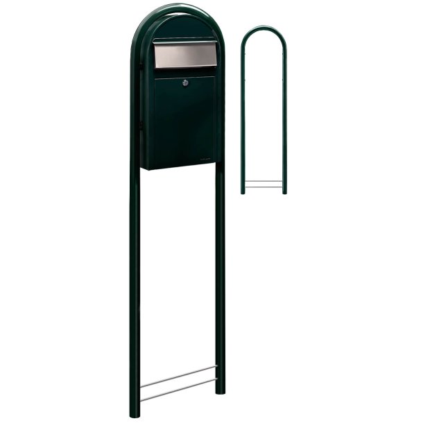 BobiGrande-S postkasse SORT GRN med Buestander og HVIDT Bogstav - Figur - Talark