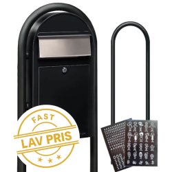 BobiGrande-S postkasse SORT med Buestander og HVIDT Bogstav - Figur - Talark