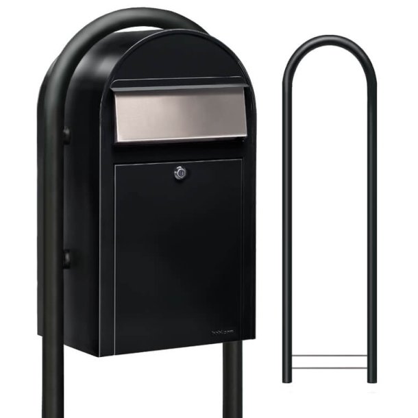 BobiGrande Postkasse-st SORT med buestander og HVIDT Bogstav - Figur - Talark