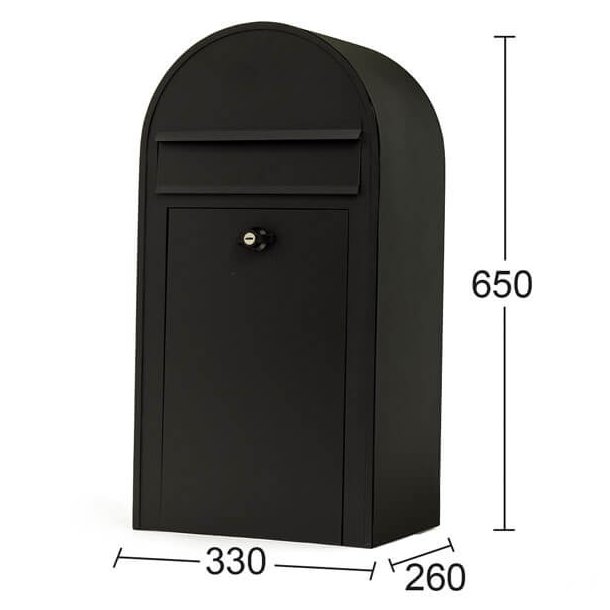 Sort Klassisk Postkasse - HABO Midi