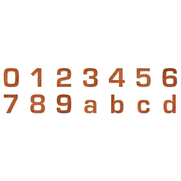 Corten Stl Husnummer 24 cm - 0 1 2 3 4 5 6 7 8 9 A B C D