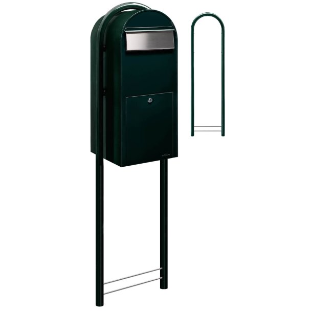 BobiJumbo stor SORT-GRN postkasse, ogs til sm pakker - RAL 6064