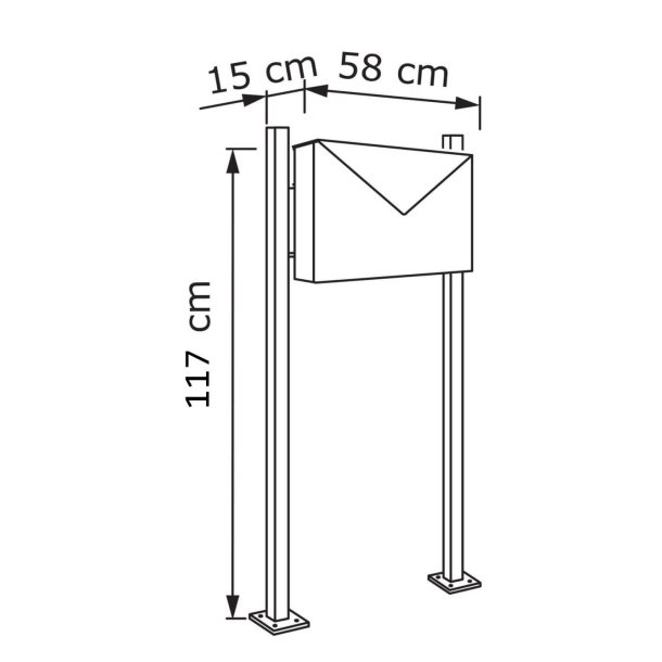Designpostkasse - KUVERT postkasse i sort lakering Incl. stander