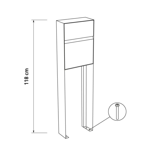 Leon Moderne Sort Postkasse med Stander
