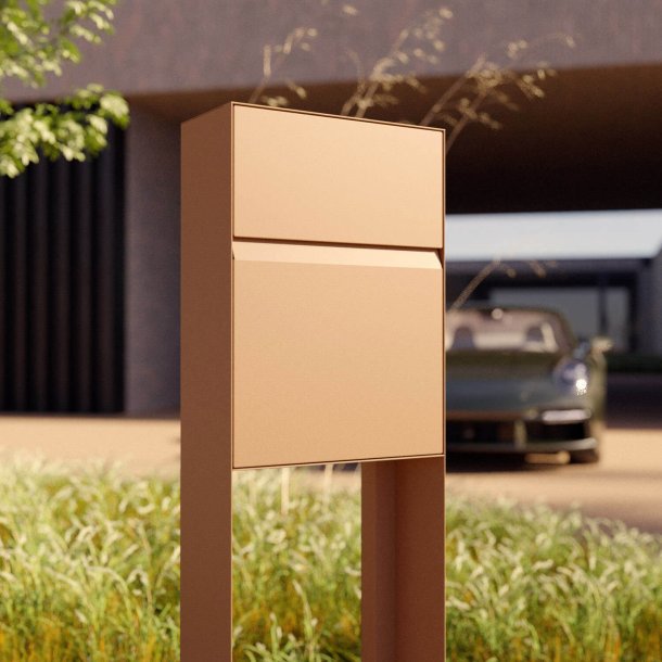 Leon Moderne Sort Postkasse med Stander