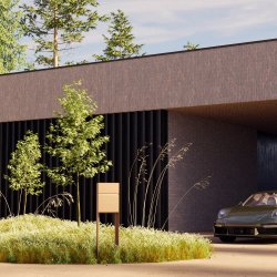 Leon Moderne Sort Postkasse med Stander