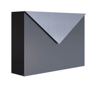 KUVERT Designpostkasse i Antracit lakering med brevklap i Rustfrit Stl