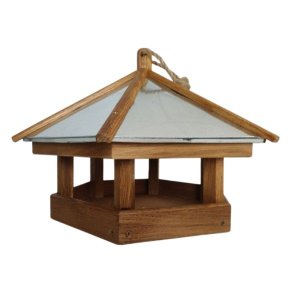 Fuglefoderhus i kraftigt egetr med zink tag