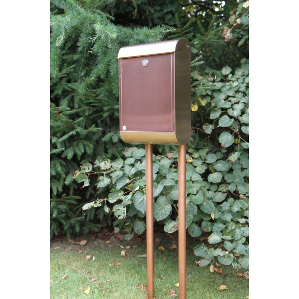 Lux Kobber postkasse st inkl. dobbelt Kobberstander