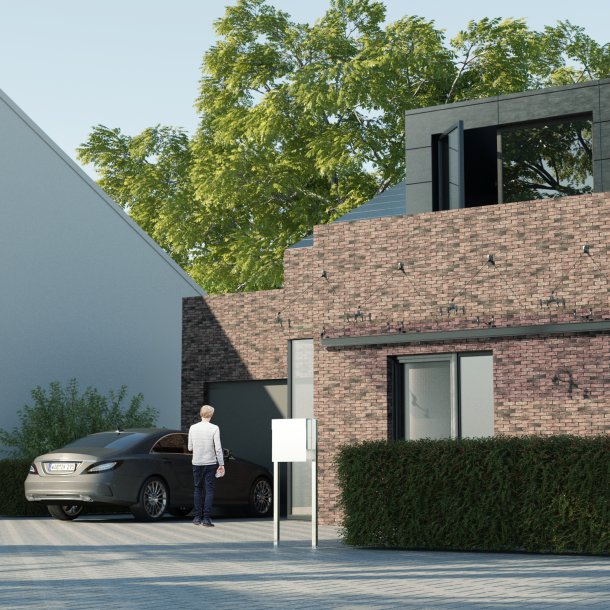 Sort Manhattan postkasse - klassisk design - med stander