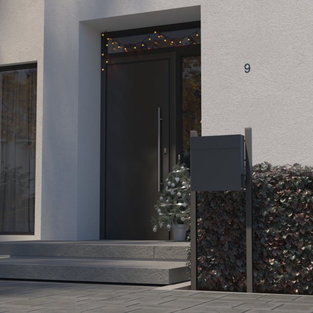 Rustfrit Stl Manhattan postkasse - med stander