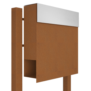 Rust Manhattan postkasse - rustfrit stl indkast - med stander
