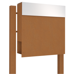 Rust Manhattan postkasse - rustfrit stl indkast - med stander