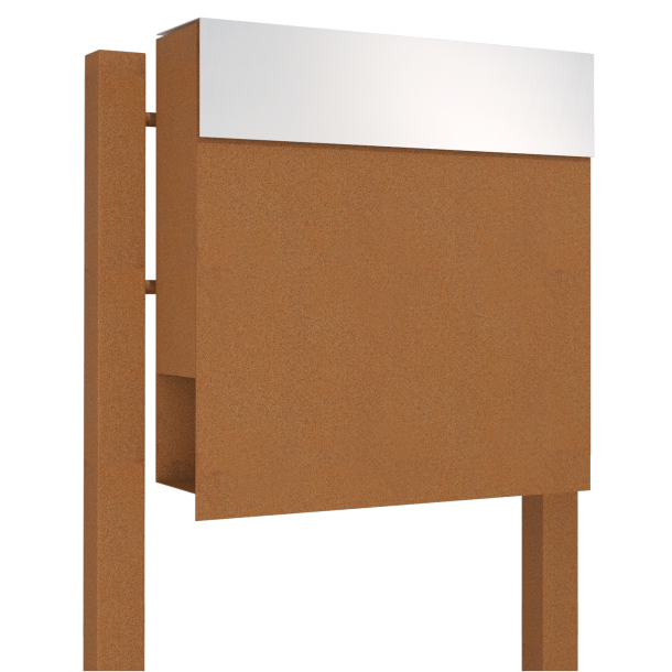 Rust Manhattan postkasse - rustfrit stl indkast - med stander