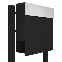 Sort Manhattan postkasse - rustfrit stl indkast - med stander