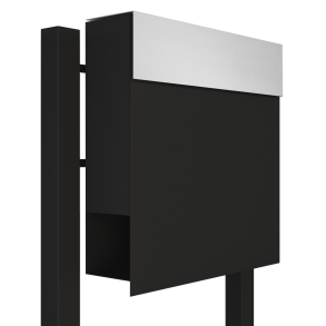Sort Manhattan postkasse - rustfrit stl indkast - med stander