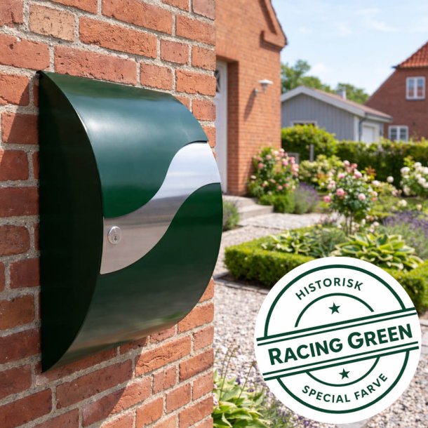 MEFA Wave Postkasse - RacingGreen lakering - Rustfri B�lge - 6 Stift l�s