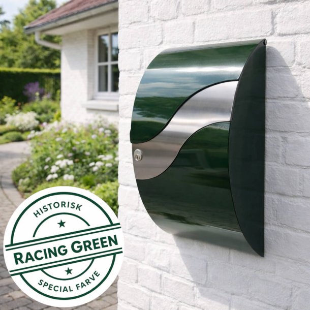 MEFA Wave Postkasse - RacingGreen lakering - Rustfri B�lge - 6 Stift l�s
