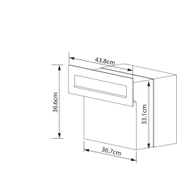 MEDIUM-4 Sort Indbygnings postkasse - Justerbar Dybde 20-30 cm.