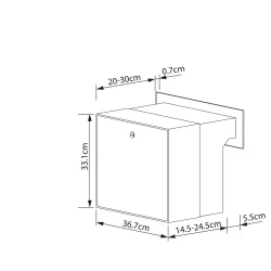 MEDIUM-4 Sort Indbygnings postkasse - Justerbar Dybde 20-30 cm.