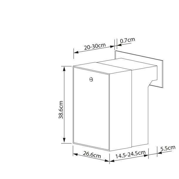 MEDIUM-2 Sort Indbygnings postkasse - Justerbar Dybde 20-30 cm.