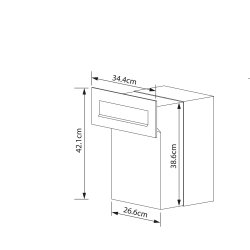 MEDIUM-2 Sort Indbygnings postkasse - Justerbar Dybde 20-30 cm.
