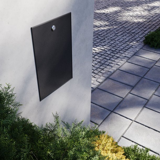 MEDIUM-2 Sort Indbygnings postkasse - Justerbar Dybde 20-30 cm.