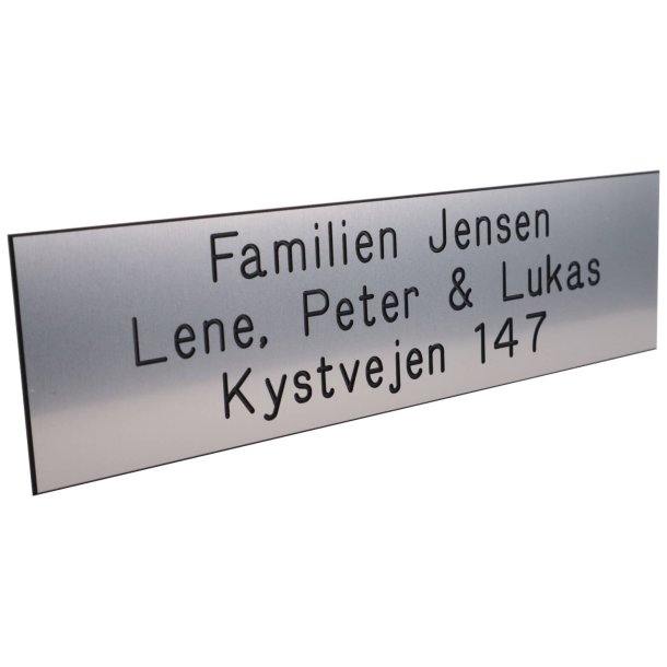 Metal farvet Postkasse skilt 55 x 200 mm. med sort tekst