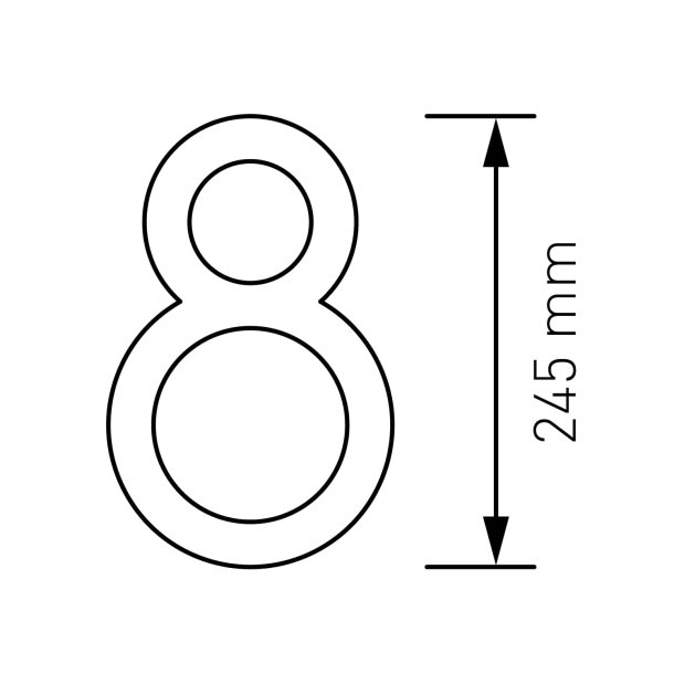 24,5 cm. Hvidt Rustfritstl Husnummer "Modern"