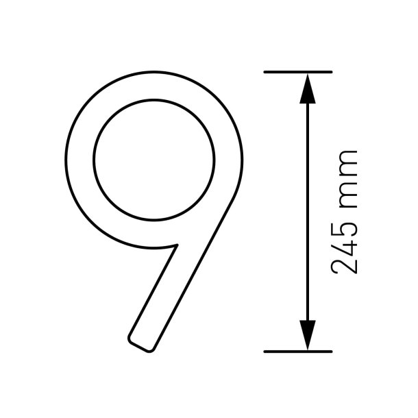 24,5 cm. Hvidt Rustfritstl Husnummer "Modern"