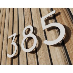 24,5 cm. Hvidt Rustfritstl Husnummer "Modern"