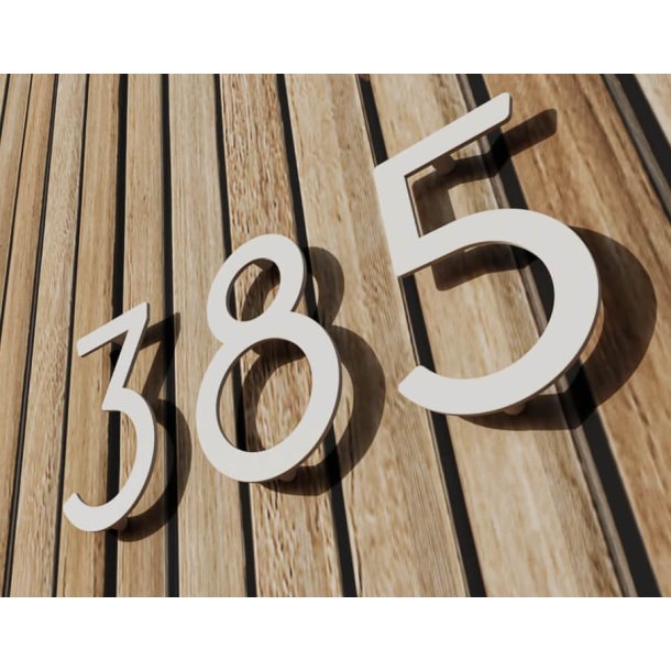 24,5 cm. Hvidt Rustfritstl Husnummer "Modern"