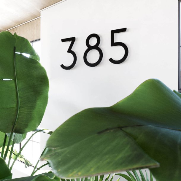 24,5 cm. Sort Rustfritstl Husnummer "Modern"